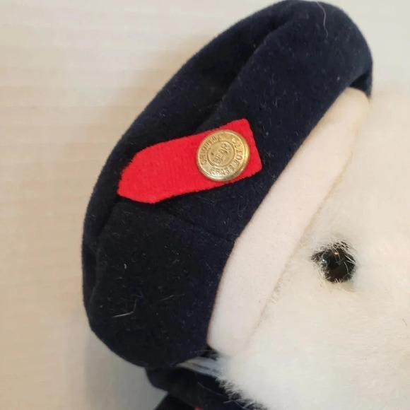 Vintage Brass Button  Taylor Plush White/Blue/Red Bear. - Picture 5 of 8